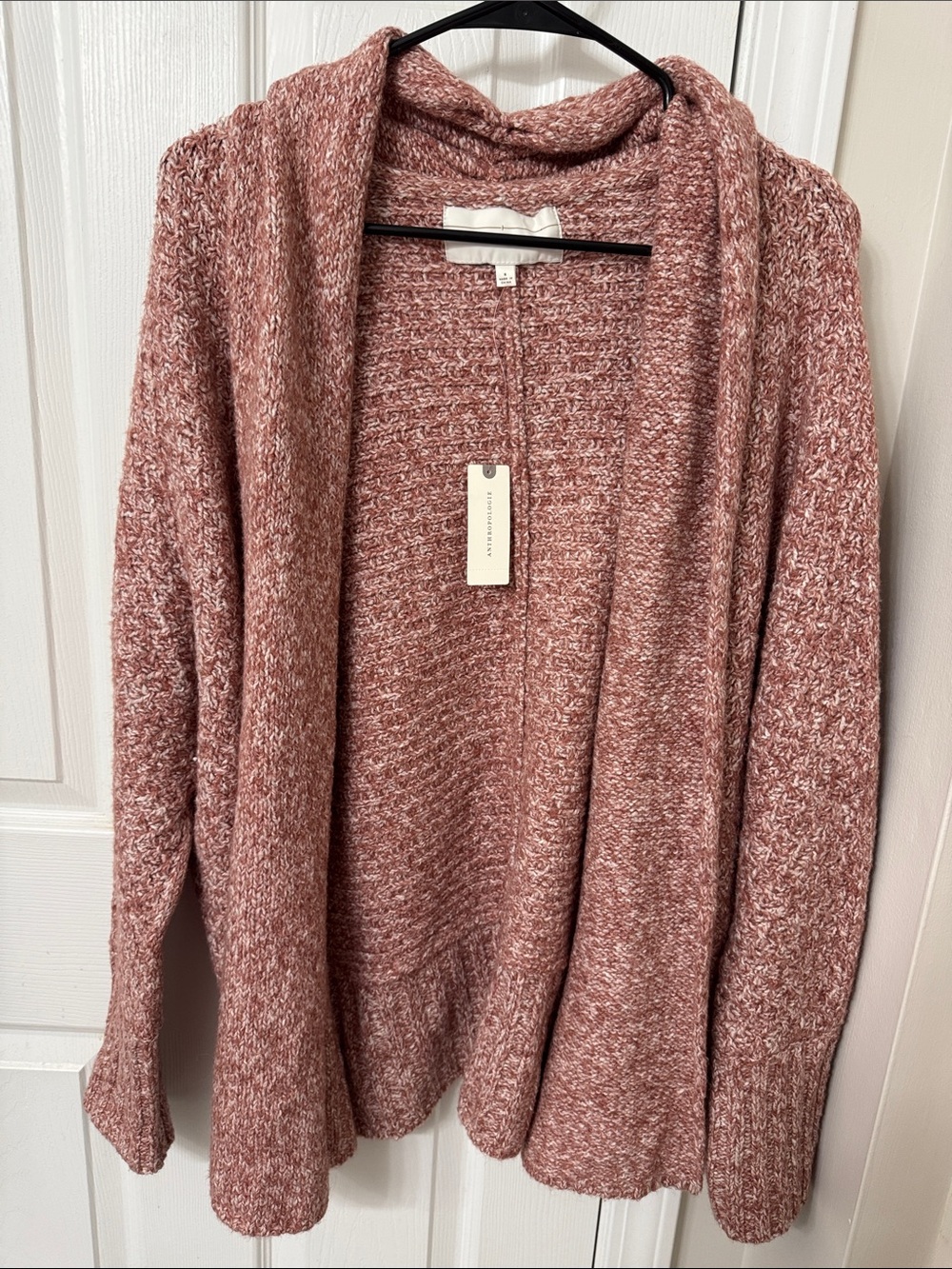 Anthropologie Marled Dusty Rose Open-Front Cardigan